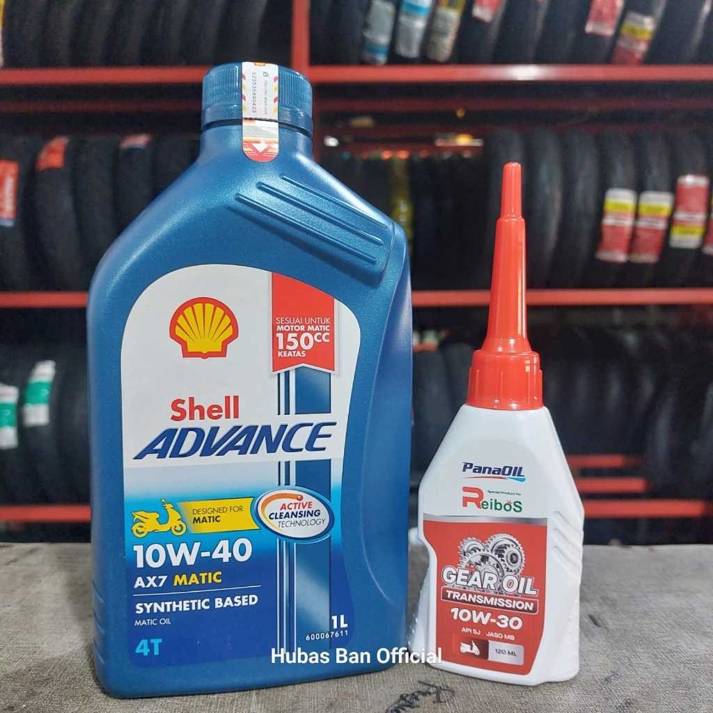 Paket Oli Shell AX7 Matic 1 Liter dan 1 Gardan Honda PCX Vario ADV Yamaha Nmax