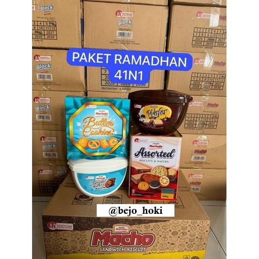 

PAKET RAMADHAN 4IN1 - Marindo Wafer Coklat / Choco Chips / Butter Cookies / Assorted Biscuit & Wafers