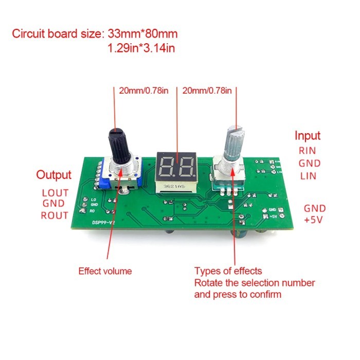 DSP Digital Reverb 99 Sound Vocal Effect Audio Processor 3D Echo Mixer