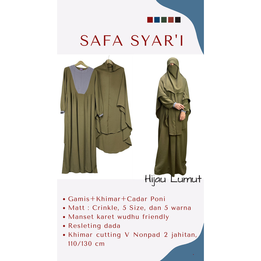 ✨LARIS✨-Gamis Set Khimar Cadar / Gamis Set Syari / Gamis Syari Bahan Crinkle - Hitam, S