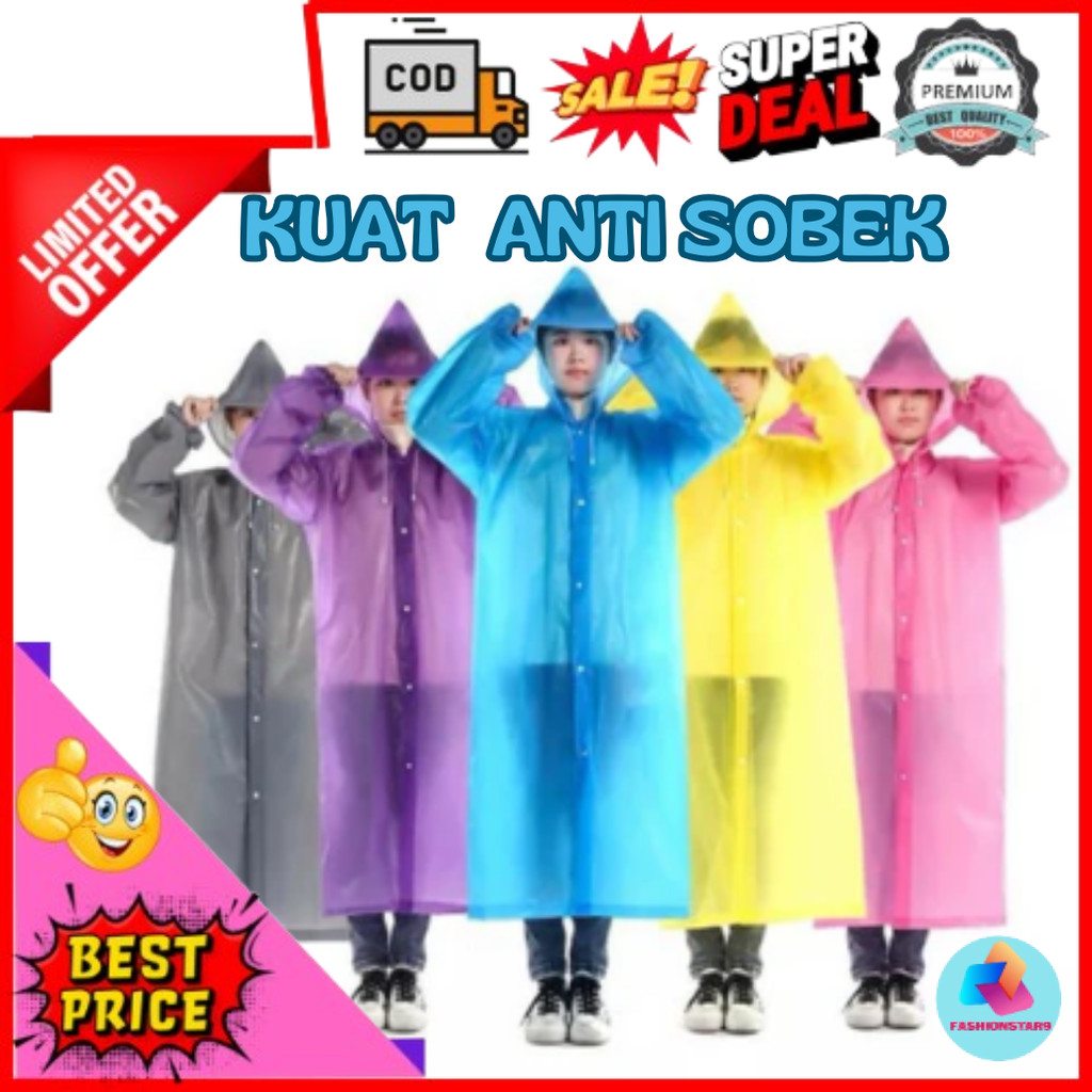COD Jas Hujan Premium Transparan Tebal Ponco Jas Hujan Tebal Anti Sobek Jas Hujan Eva Raincoat Premi