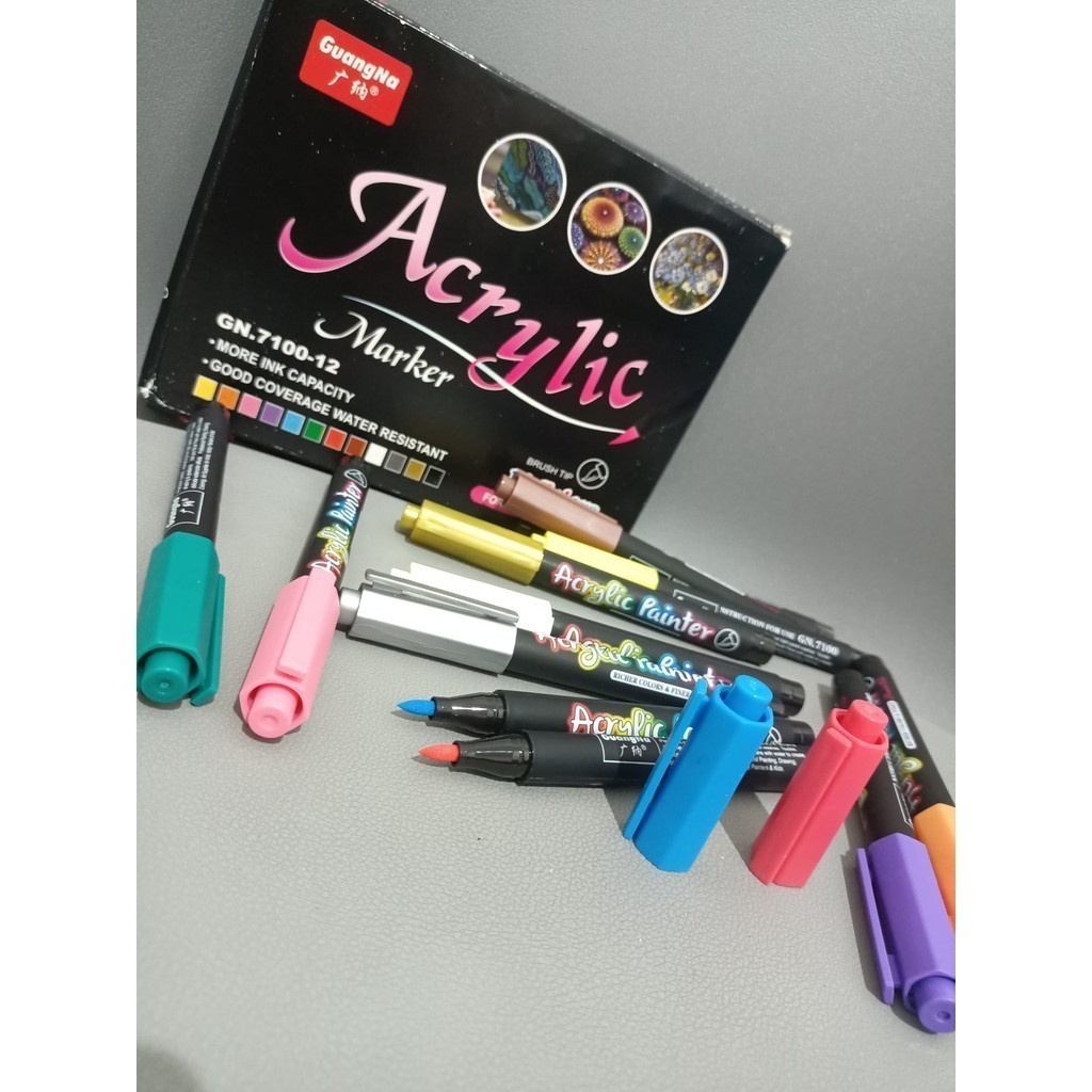 Marker Acrylic Painter Brush Tip 12 Colors