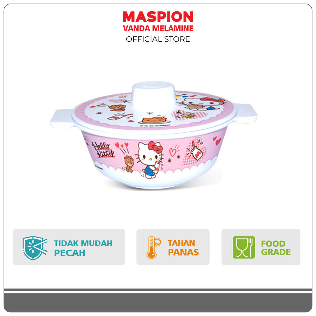 Maspion Vanda Melamin Basi pegangan 5 Inch + Tutup Hello kitty