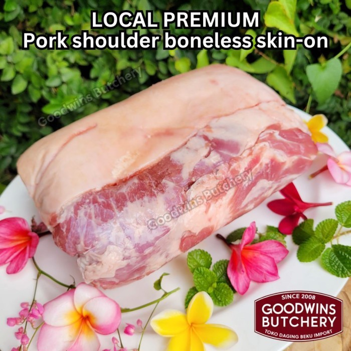 

3kg pork WHOLE SHOULDER collar boston butt kapsim boneless skin on frozen LOCAL PREMIUM