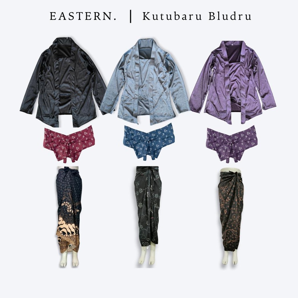 [Paket 5in1] Kebaya Kutubaru Bludru Modern Free Obi Belt Set dengan Rok Lilit Batik Lengkap Wisuda P