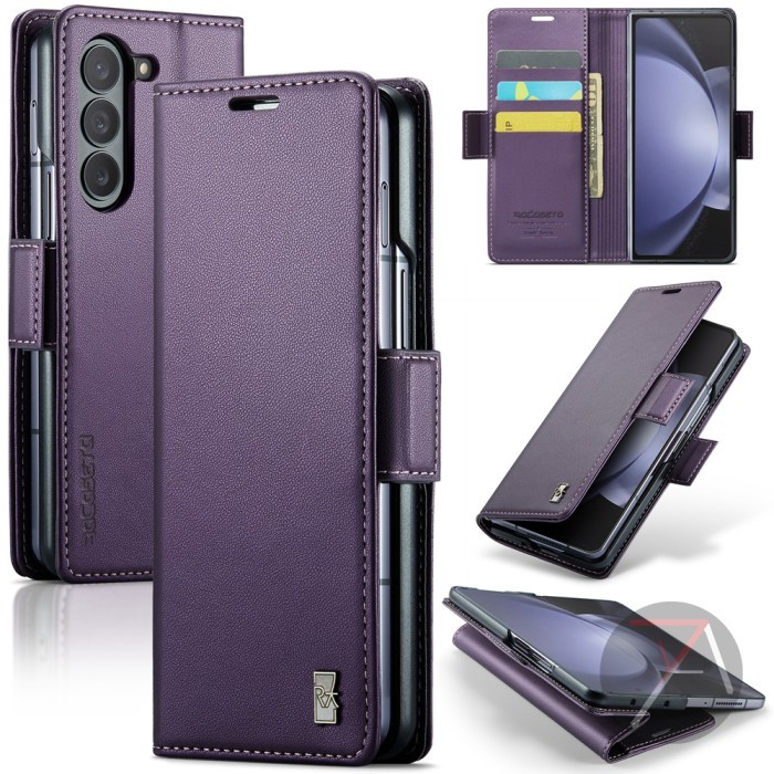 raCaseta Flip Case untuk Samsung Galaxy Z Fold 6 5 4 Fold6 Fold5 Fold4 5G ALEPH Leather Kulit Stand 