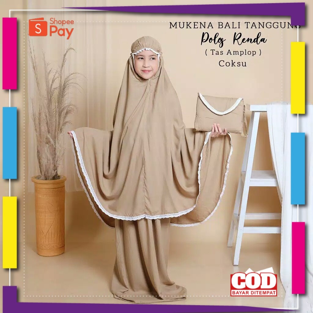 [PREMIUM ORIGINAL] MUKENA POLOS RENDA ANAK TANGGUNG - MUKENA BALI ANAK USIA 10-16 TAHUN