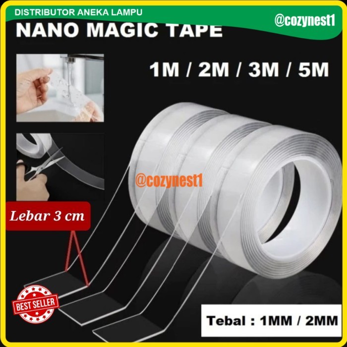 

(GLT) Nano Double Tape Bening Transparan 1M 2M 3M 5M Tebal 1MM 2MM Lebar 3MM - 1 MM, 1 Meter