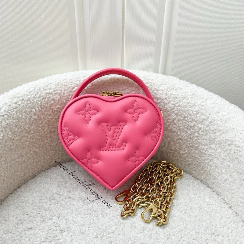 (Pre-loved) LV KeepMyHeart Bag in Neon Pink Debossed Monogram Calfskin and GHW