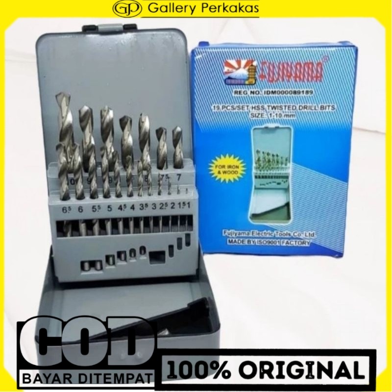 Mata bor set besi dan kayu HSS 19pcs drill bits Fujiyama