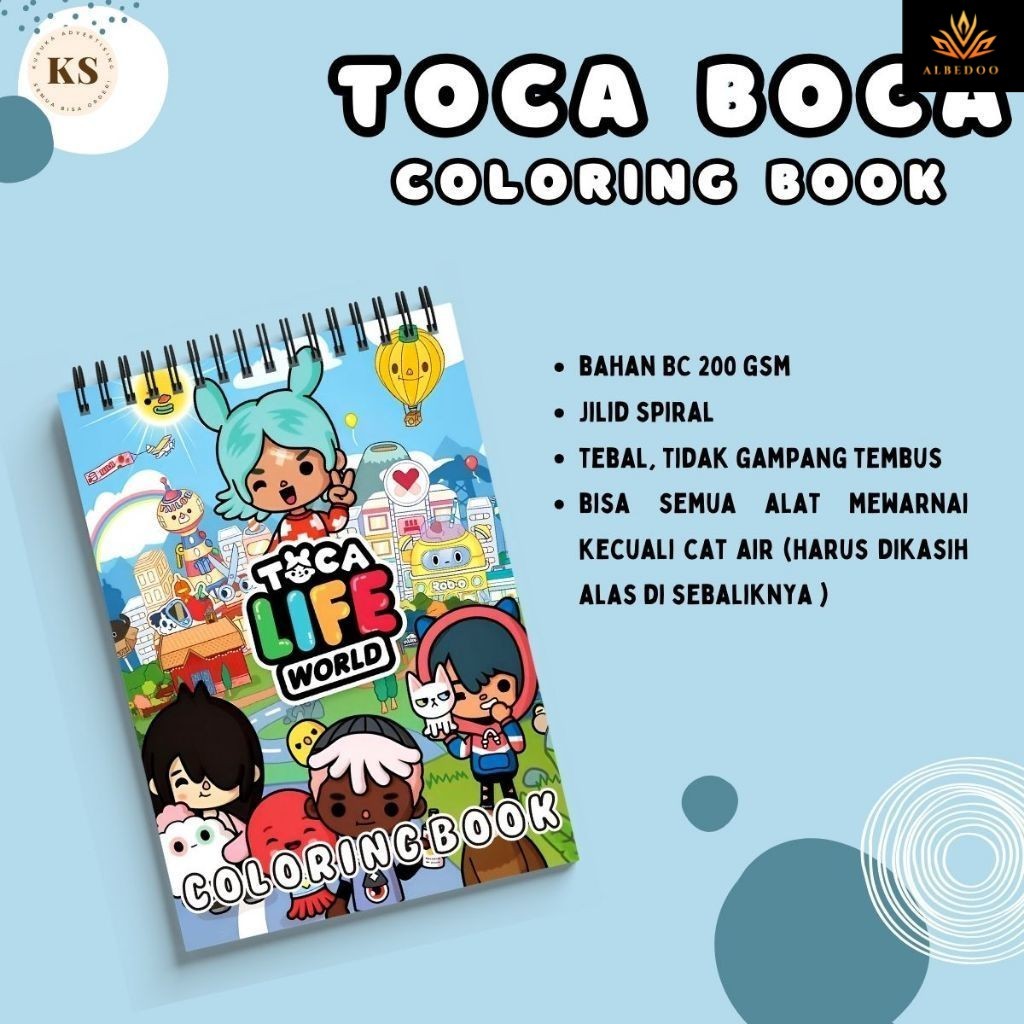 

Toca Boca Coloring Book Buku Mewarnai Anak Remaja Dewasa Aesthetic Kertas Tebal