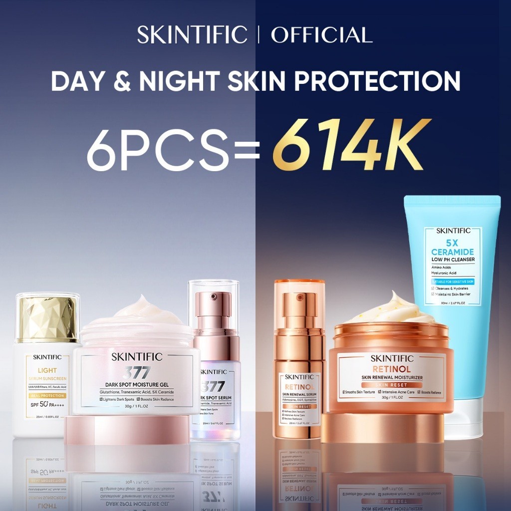 SKINTIFIC - 6pcs Paket Skincare Set | Retinol Skin Renewal Serum+ Retinol  Moisturizer + 5X Ceramide