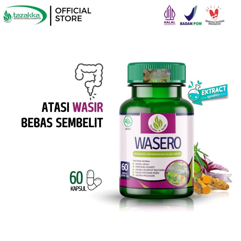 WASERO - Obat Wasir Ambeien / Ambeyen / Ambein / Ambeiyen / Ambeno Ekstrak Herbal Isi 60 Pil Origina