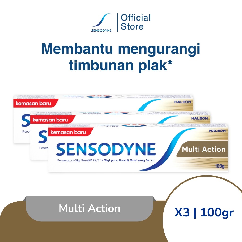 Sensodyne Toothpaste Pasta Gigi Sensitif Perawatan Multi Manfaat Multi Action 3x100gr [TRIPLEPACK]