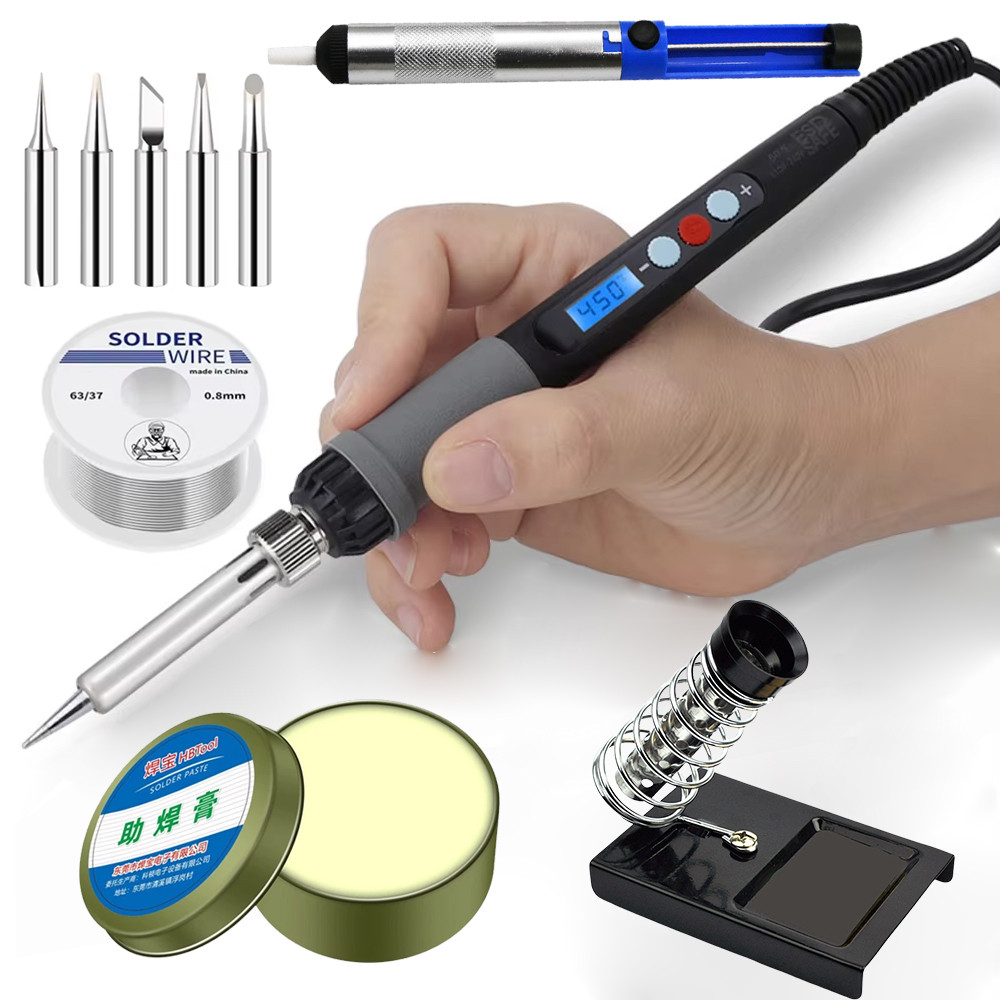 90W Digital Electric Soldering Iron Kit Adjustable Temperature 90W High Power Welding Tool Solder Ti