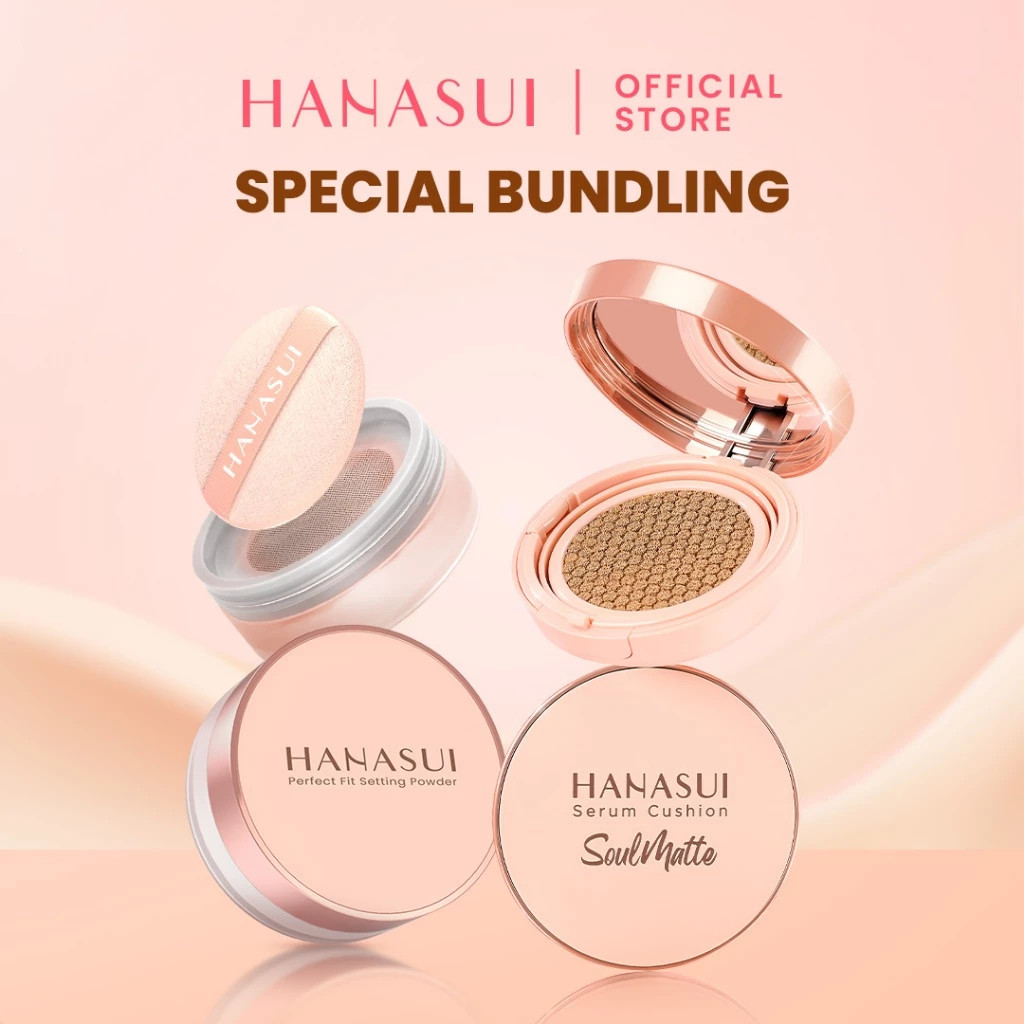 Hanasui Special Bundling Cushion Soulmatte + Setting Powder - Paket Kosmetik Cushion & Bedak Tabur H
