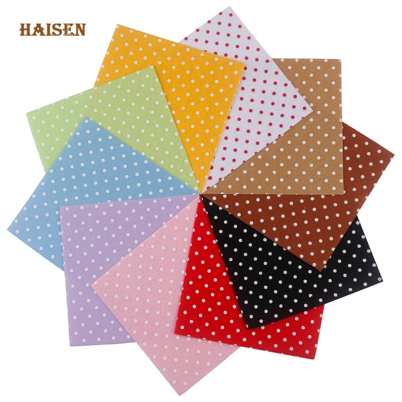 

1mm Thickness Felt,Printed Dot Non Woven Fabric,Polyester Cloth,For Sewing Dolls Crafts,Home Decoration Material,15x15cm,10 Pcs