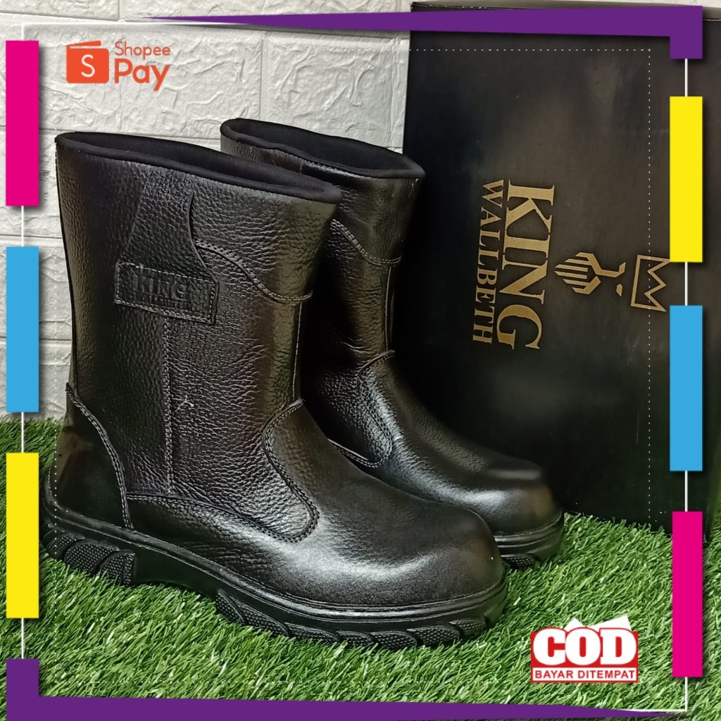 [PREMIUM ORIGINAL] Sepatu Safety Boots King Wallbeth Kulit Sapi Untuk Proyek Pabrik Dll