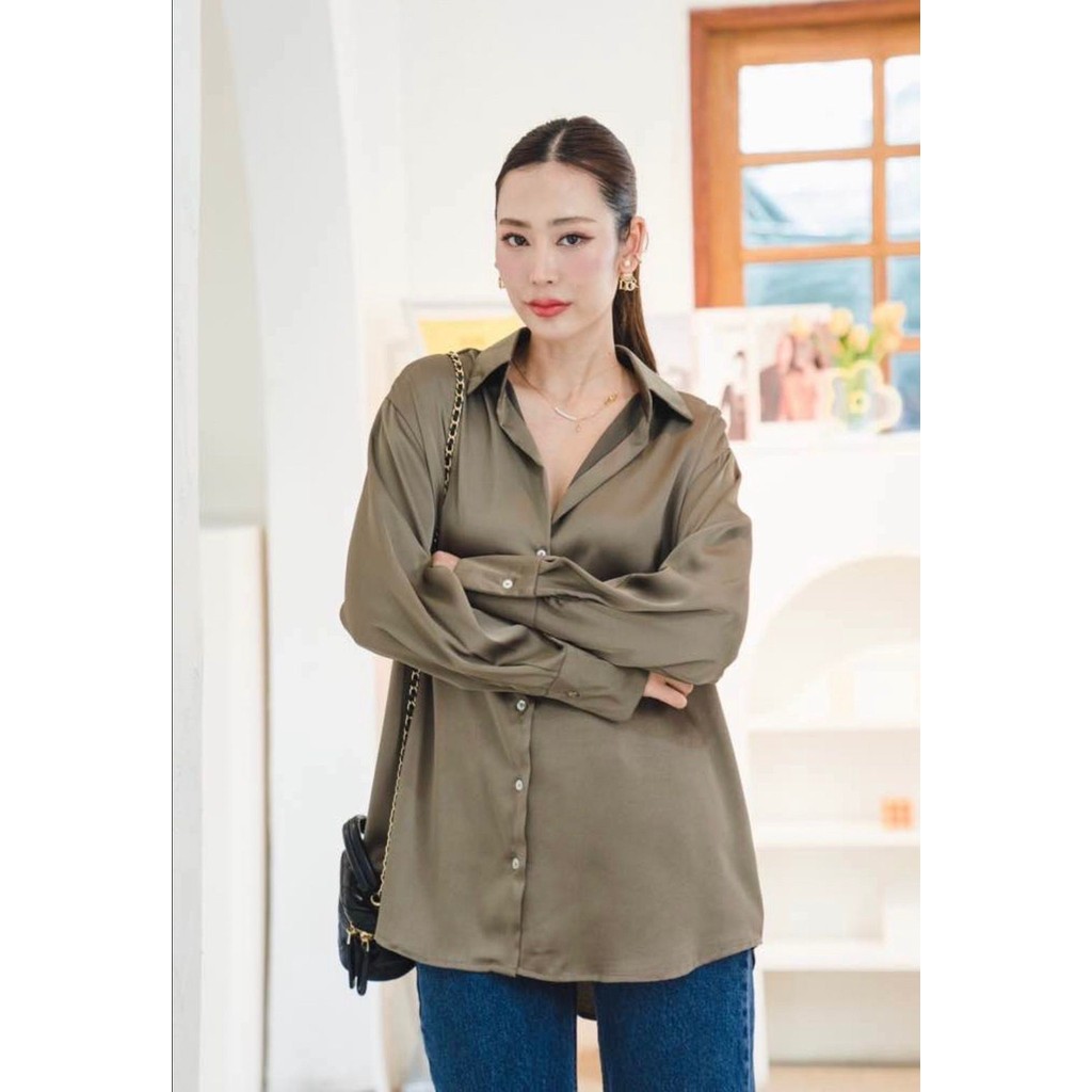 halima - Kemeja Zara Silk Armany Kemeja Satin Premium Kemeja Polos satin glosy