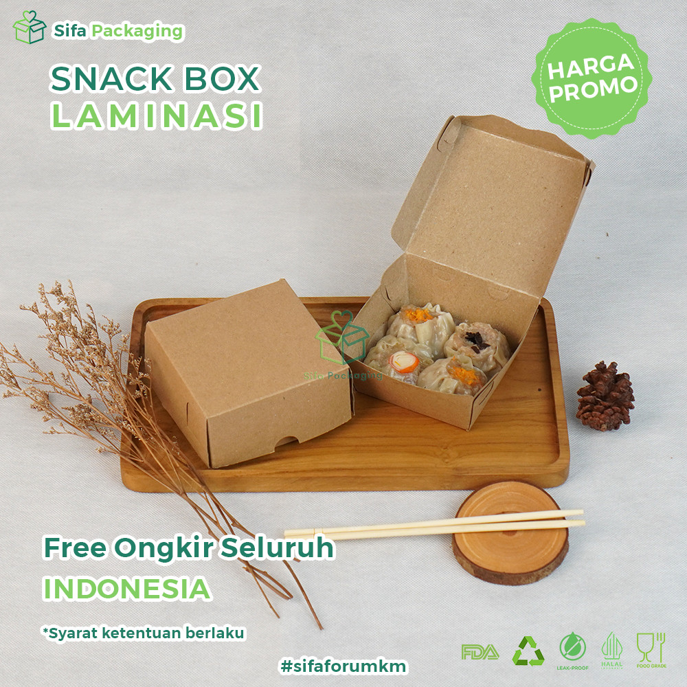 

Snack Box Laminasi 10x10 Kraft Cokelat Kotak Kardus Kue Box Kotak Donat Bolu
