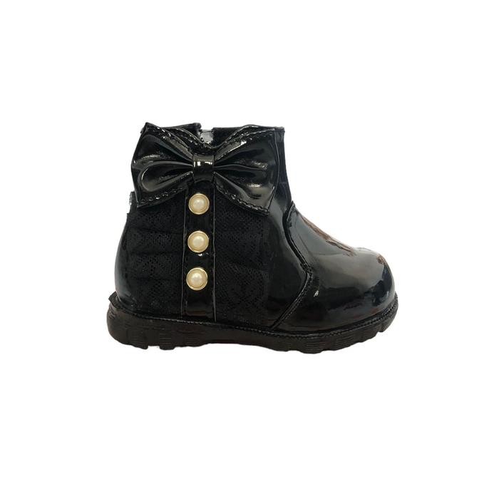 Sepatu Boots Anak Perempuan Glossy Boot Winne Fashion - Hitam, 22
