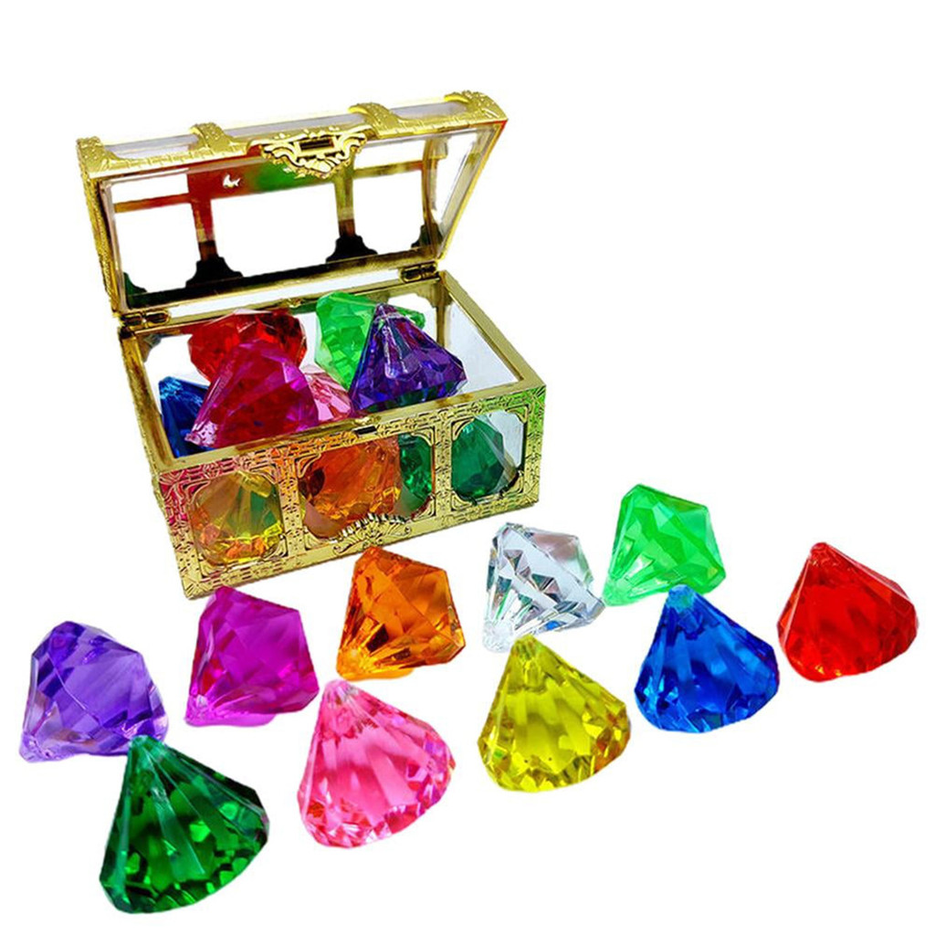 

10pcs Diamond Set With Treasure Pirate Box Diving Pool Toy Underwater Swimming Toy For Kids