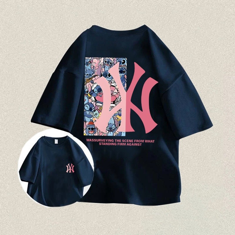 [COD] Baju Kaos Oversize Pria | Stitch Cetak Ny Merah Muda | Kaos Pria Distro Original | Baju Kaos P