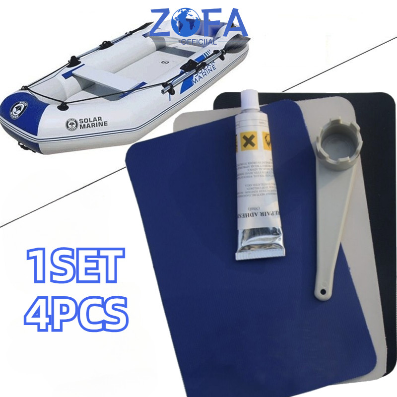 4pcs/set Lem Perahu Karet Kit Lem Penambal Perahu Karet Pvc Repair Kit Lem Kolam Renang