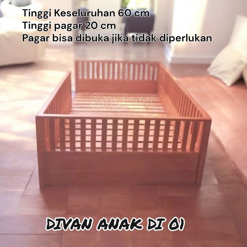 Dipan anak premium divan anak aesthetic dipan kayu mahoni minimalis /rangka springbed/matras
