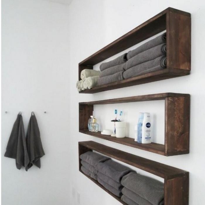 Rak Handuk kayu Rak dinding rak kamar mandi Rak gantung kayu rak dekor - natural