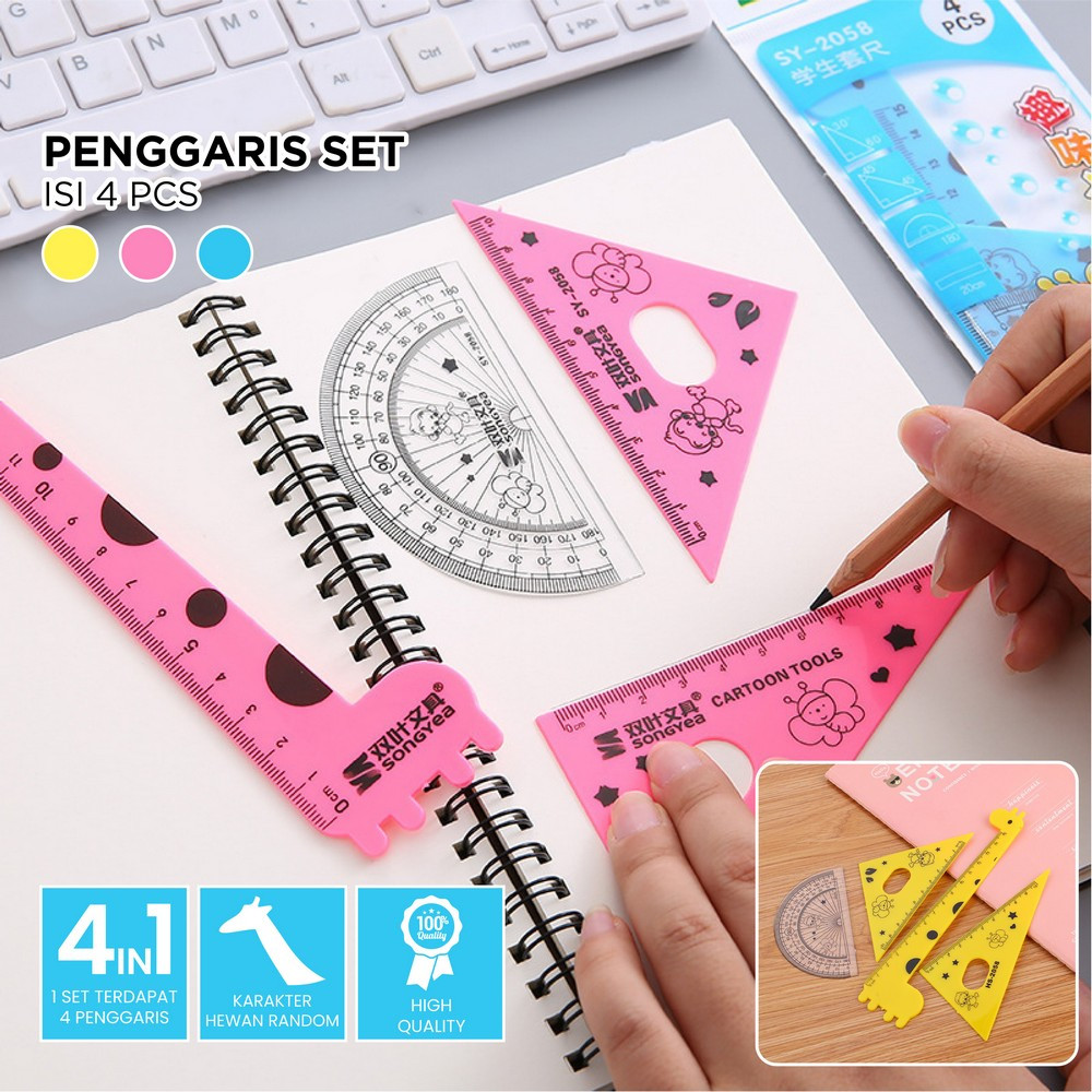 

[GDR] Penggaris Plastik 15cm Set Isi 4 Alat Tulis Sekolah Kantor Karakter Motif Jerapah / Penggaris Matematika Pengaris Garisan Penggaris Set / Ruler Set stockami A66