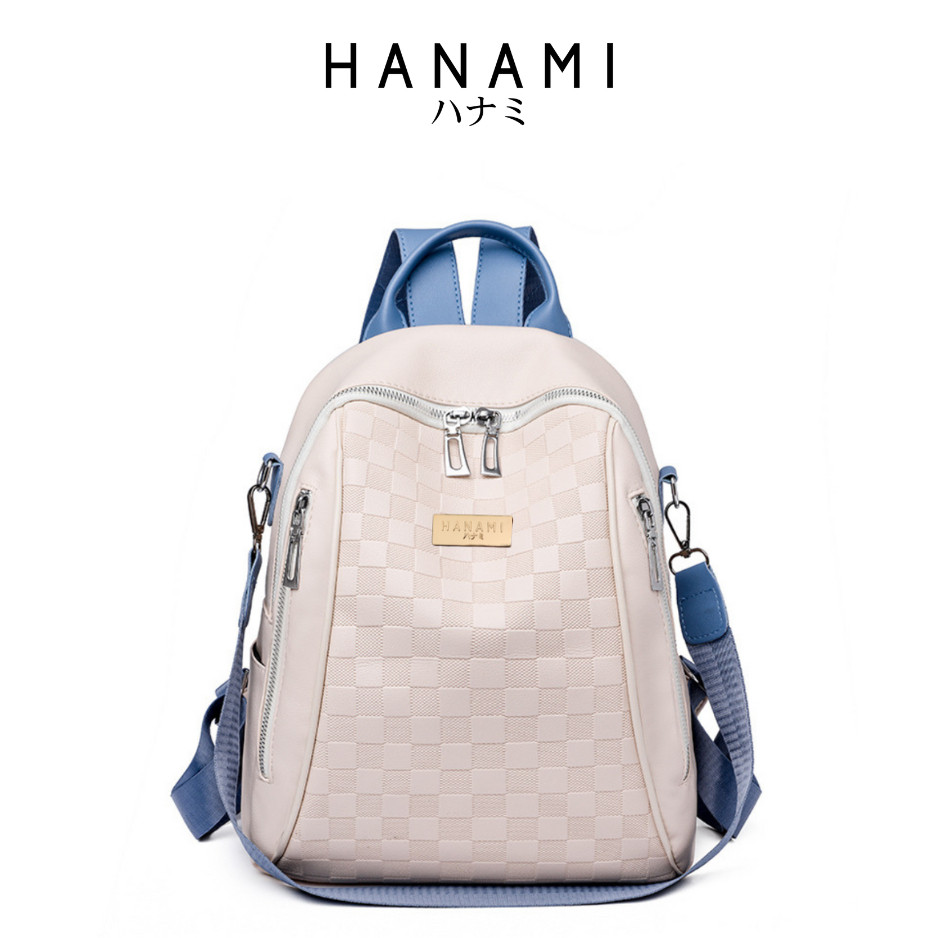 Termurah HANAMI Tas Ransel Wanita Backpack Premium Kulit Putih Cenota Gendong Sekolah Kuliah Cewek K