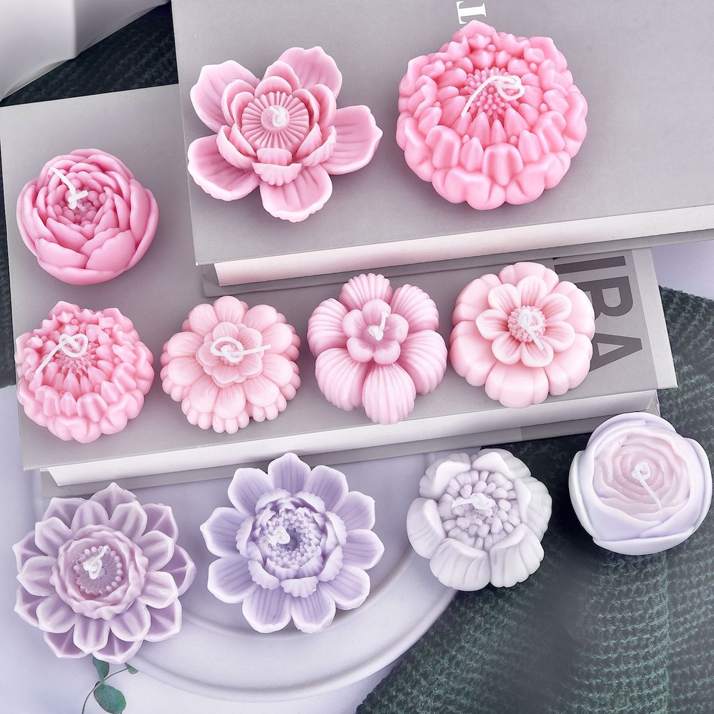 

3D Roses Candle Silicone Mold Peony Flower Candle Mould Aromatherapy Gypsum Soap Resin Birthday Wedding Gifts Home Decor ﻿