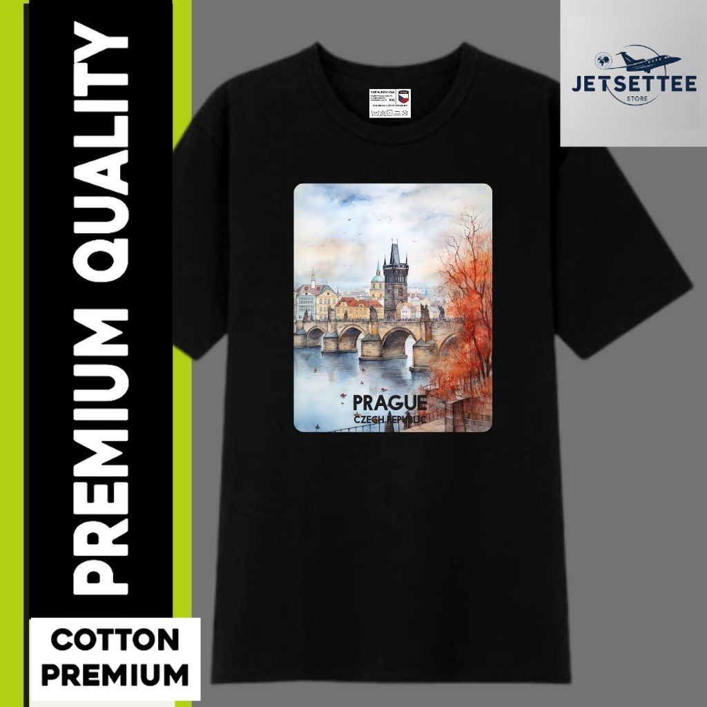 Kaos Oleh Oleh Prague Czech Praha T-Shirt Cotton Combed - SOUVENIR PREMIUM GIFT Jetset Tee