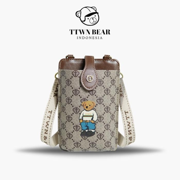 [BELI LOKAL] TTWNBear Tas Handphone Kulit / Kanvas Selempang HP Phone Bag Wanita Original TT2348 - T