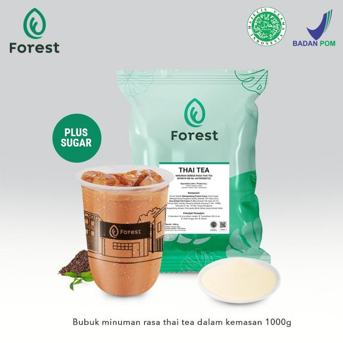 

[Best Seller] Bubuk Minuman Rasa THAI TEA 1000g Plus Gula - FOREST Bubble Drink - POWDER