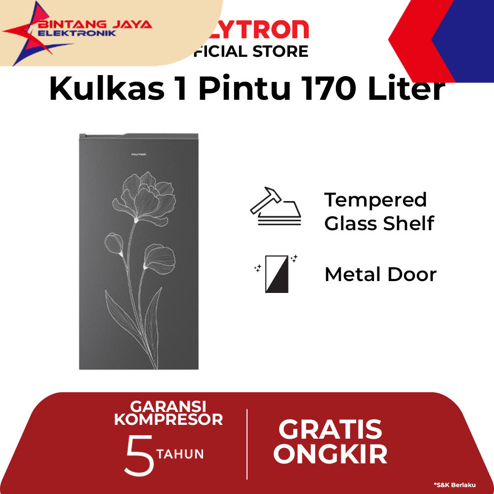 Kulkas Polytron 1 pintu PRB 177 TY  (170L) / Kulkas 1 pintu Polytron PRB177 TY