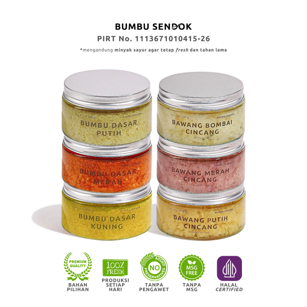 

Paket (6 Jar) 200GR Bawang + Bumbu Dasar --- BUMBU SENDOK Halus Dapur Instan Masak Homemade Basah Tanpa MSG Lengkap Komplit Giling MPASI Putih Merah Bombay Kating Brebes Cincang Iris Baceman Cepat Saji Favorit Premium Set Combo Mix Nusantara Indonesia