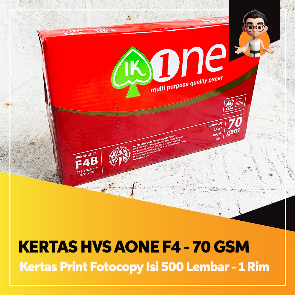 

Kertas HVS AONE F4 70 Gram – 1 Rim Isi 500 Lembar | Kertas Print Fotocopy F4 Murah