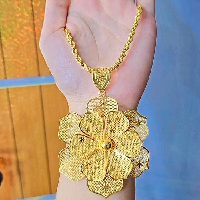 kalung bunga kendari mawar mewah 004 cantik febuari elegan wanita Emas Gold Asesoris - kalung tamban