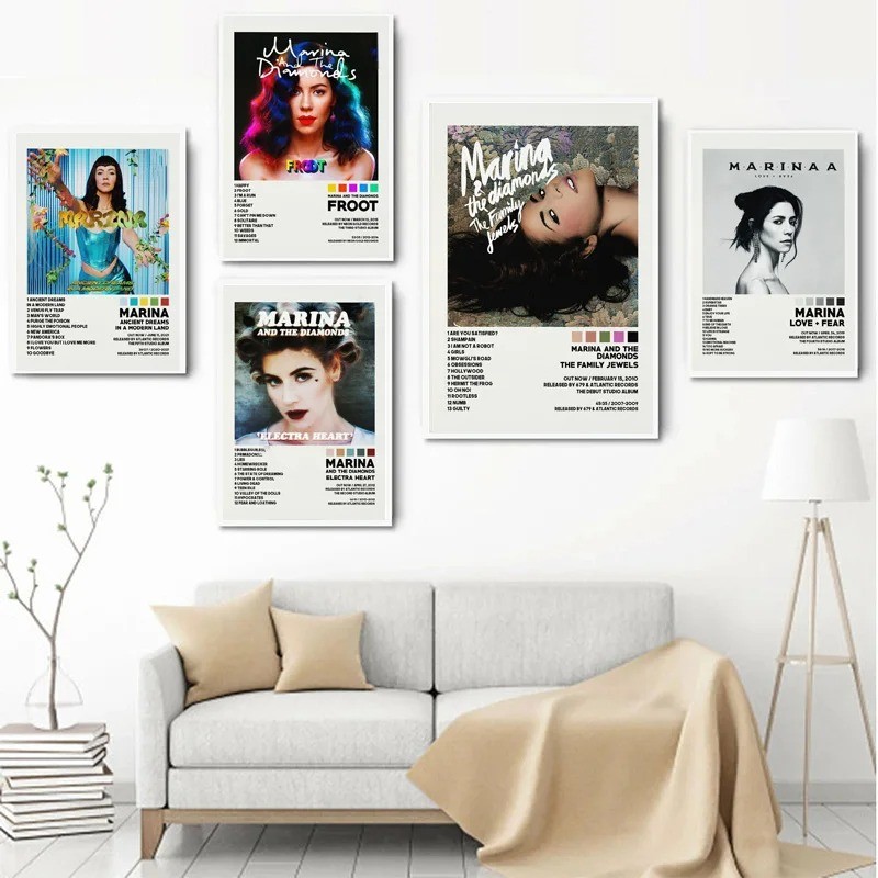 

Marina amonds Electra Heart Tracklist Music Album Cover Poster Canvas Painting Wall Art Picture Living Room Home Decor