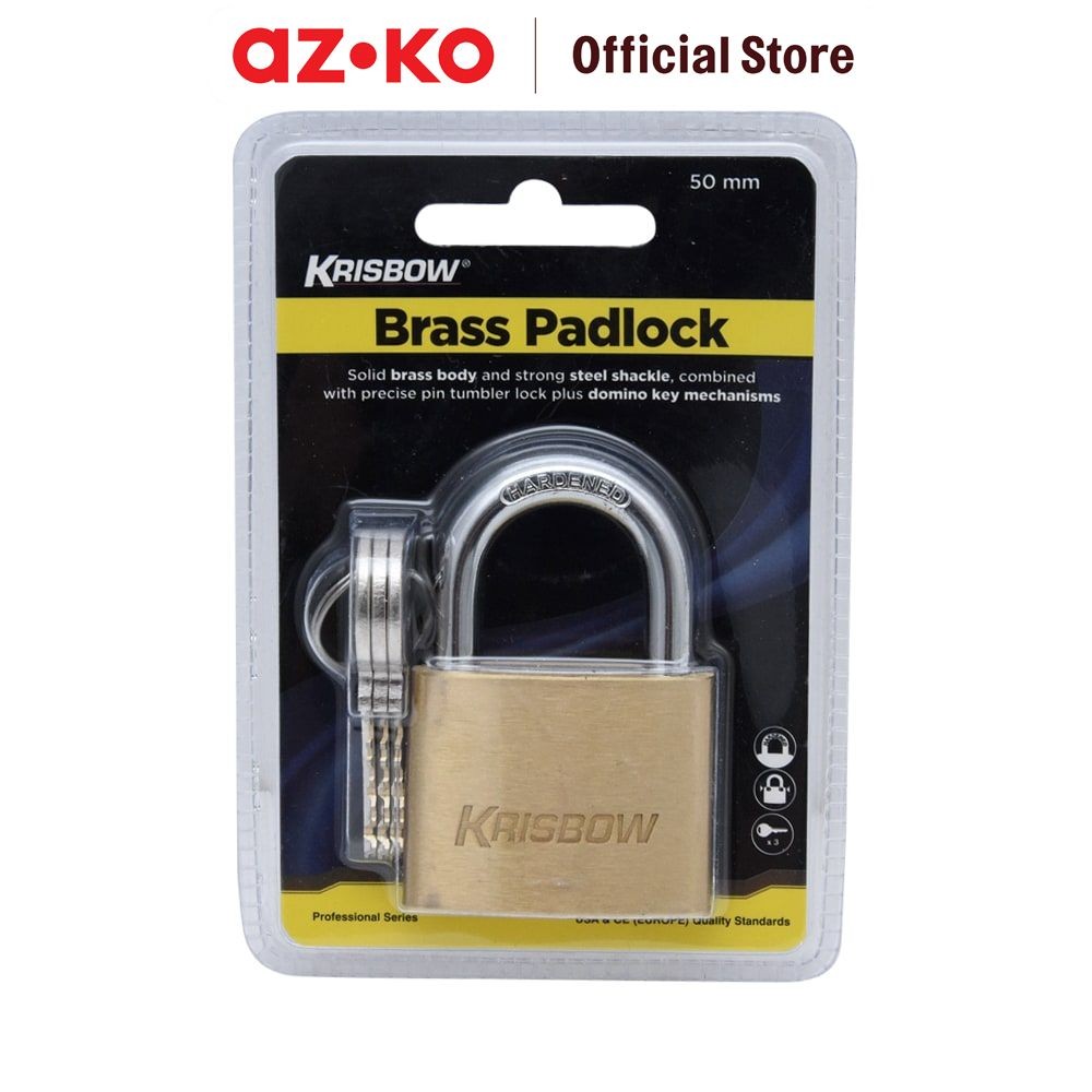 AZKO Krisbow Gembok Kuningan 5 cm Steel Padlock Besi Gembok Pintu Pager Rantai Pengunci Pengaman Pag