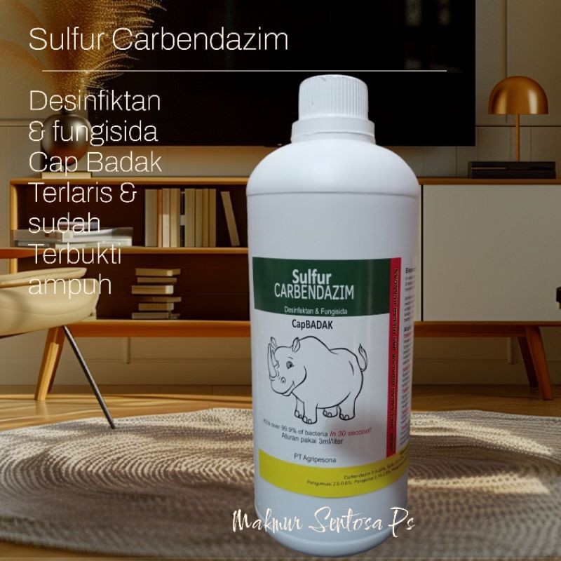 gw42qf Disinfectan Cap Badak 1 Liter /Sulfur Carbendazim / fungisida /anti jamur /pertanian dan pete