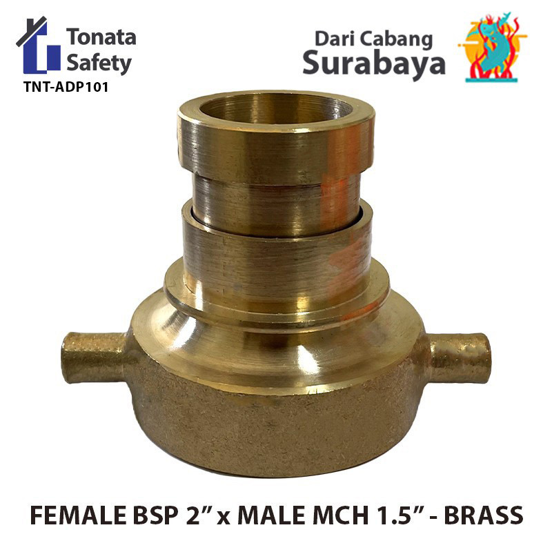 Adaptor Reducer Female BSP 2" x Male Machino 1.5" - Brass