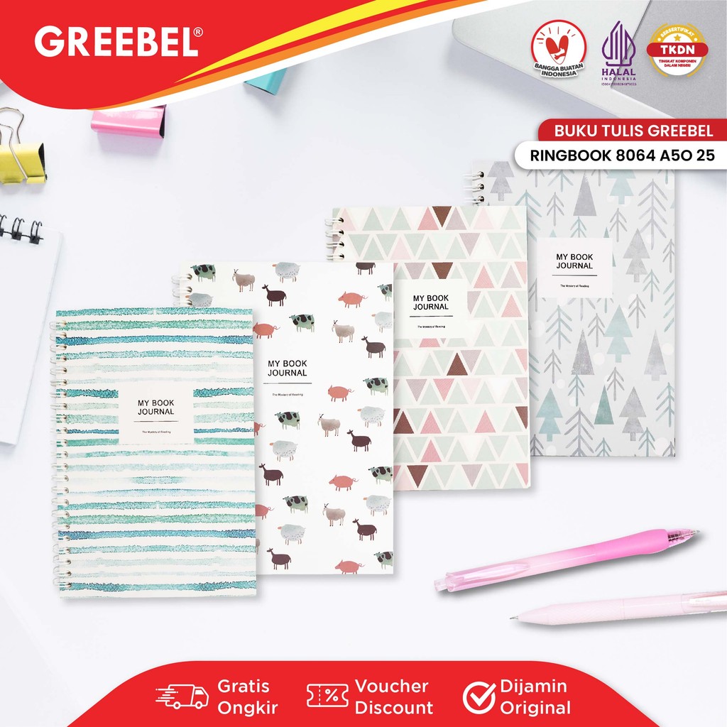 

GREEBEL RING BOOK 8064 A5O 25 / Agenda/Planner Lucu unik/Buku Catatan Spiral ring book 64 halaman