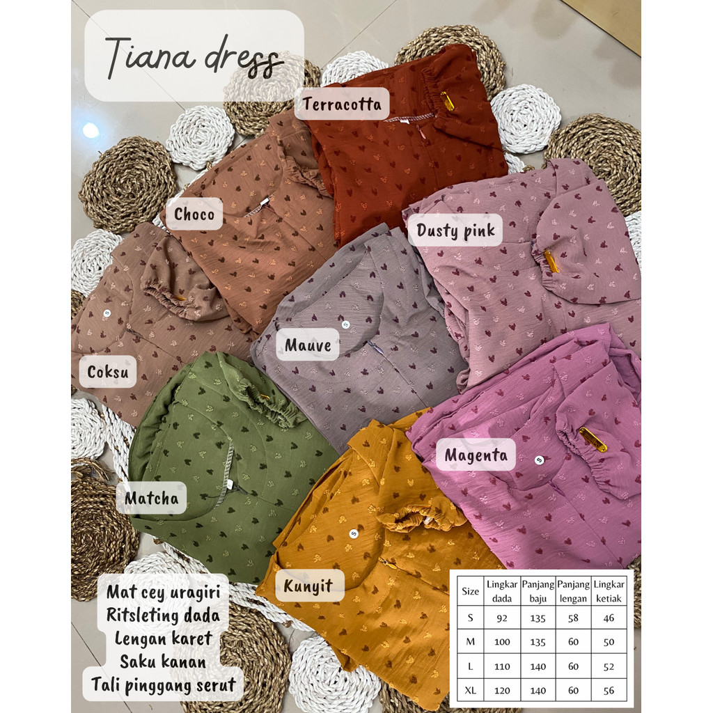 Gamis cantik Tiana dress tali serut bahan crinkle uragiri