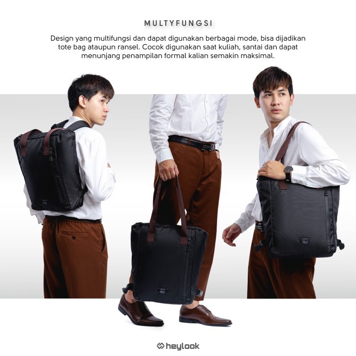 ✨LARIS✨ -TOTE BAG RAIZE TAS RANSEL LAPTOP TAS JINJING PRIA WANITA HEYLOOK - Hitam