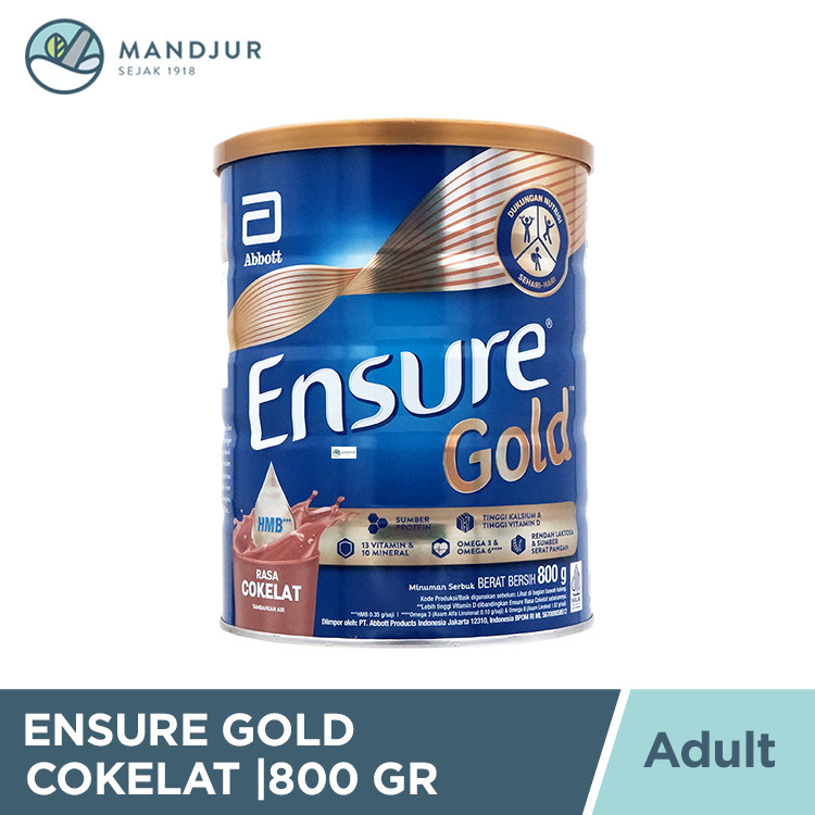 

Ensure Gold Cokelat 800 Gram - Susu Penambah Nutrisi Dewasa Rendah Laktosa