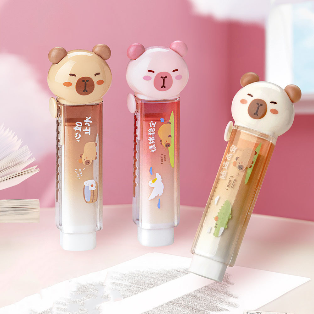 

1 Piece Lytwtw's Stationery Kapibala Rubber School Supplies Cute Bear Head Stretch Creative Eraser Novelty Gifts Pencil
