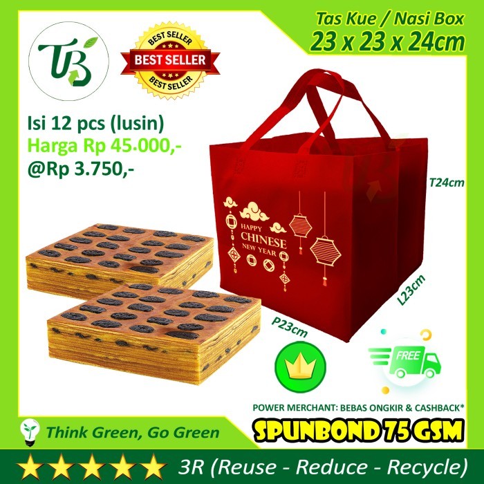 

Goodie Bag Tas Kue IMLEK 23x23cm spunbond bukan paperbag - Maroon